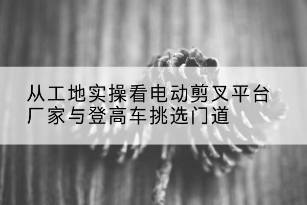 阜平电动剪叉升降平台厂家-从工地实操看电动剪叉平台厂家与登高车挑选门道